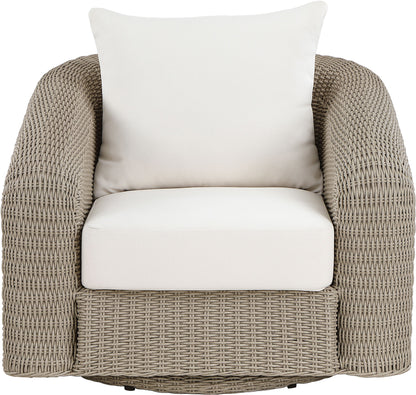 Seacrest - Olefin Water Resistant Fabric And Wicker Outdoor Patio Swivel Chair