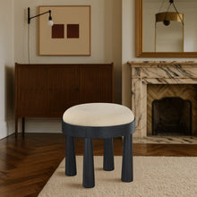 Load image into Gallery viewer, Larea - Linen Textured Fabric Ottoman - Black Base
