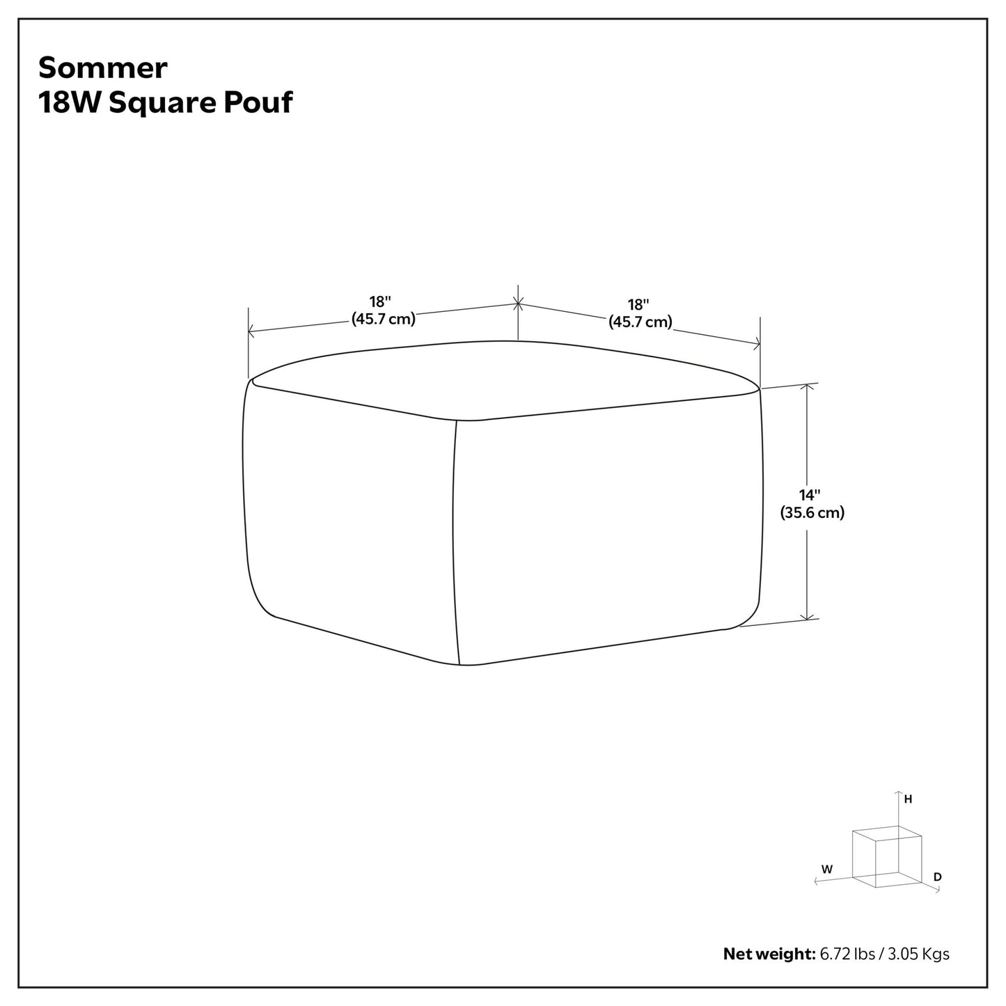 Sommer - Square Pouf - Off White