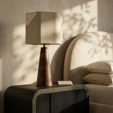 Load image into Gallery viewer, Juniper - Mango Wood Base And Linen Textured Fabric Shade Table Lamp
