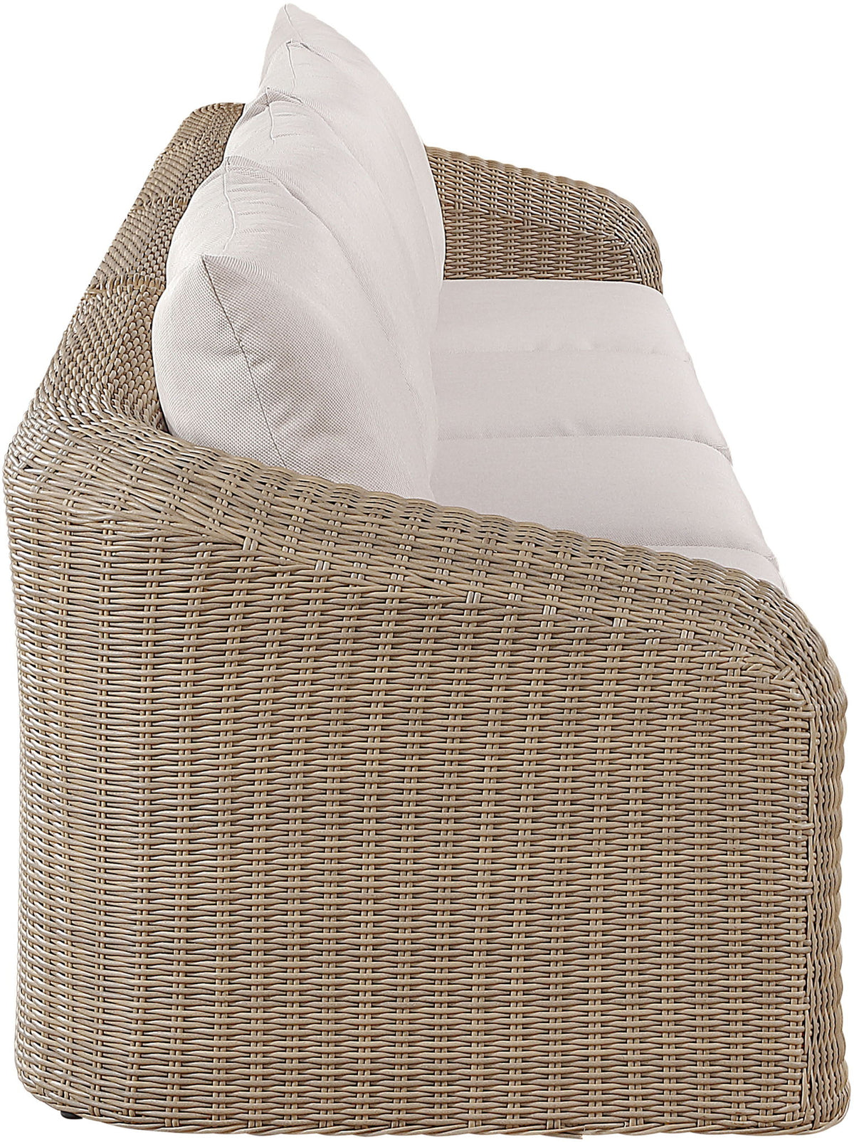 Seacrest - Olefin Water Resistant Fabric And Wicker 4 Piece Outdoor Patio Modular Sofa