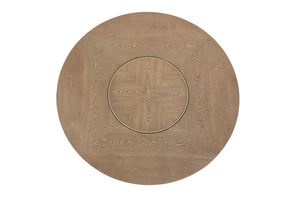 Elure - Round Dining Table With Lazy Susan - Latte