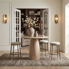 Load image into Gallery viewer, Ferro - Performance Fabric Upholstered Backless Bar Stool - Cream / Antique Brass
