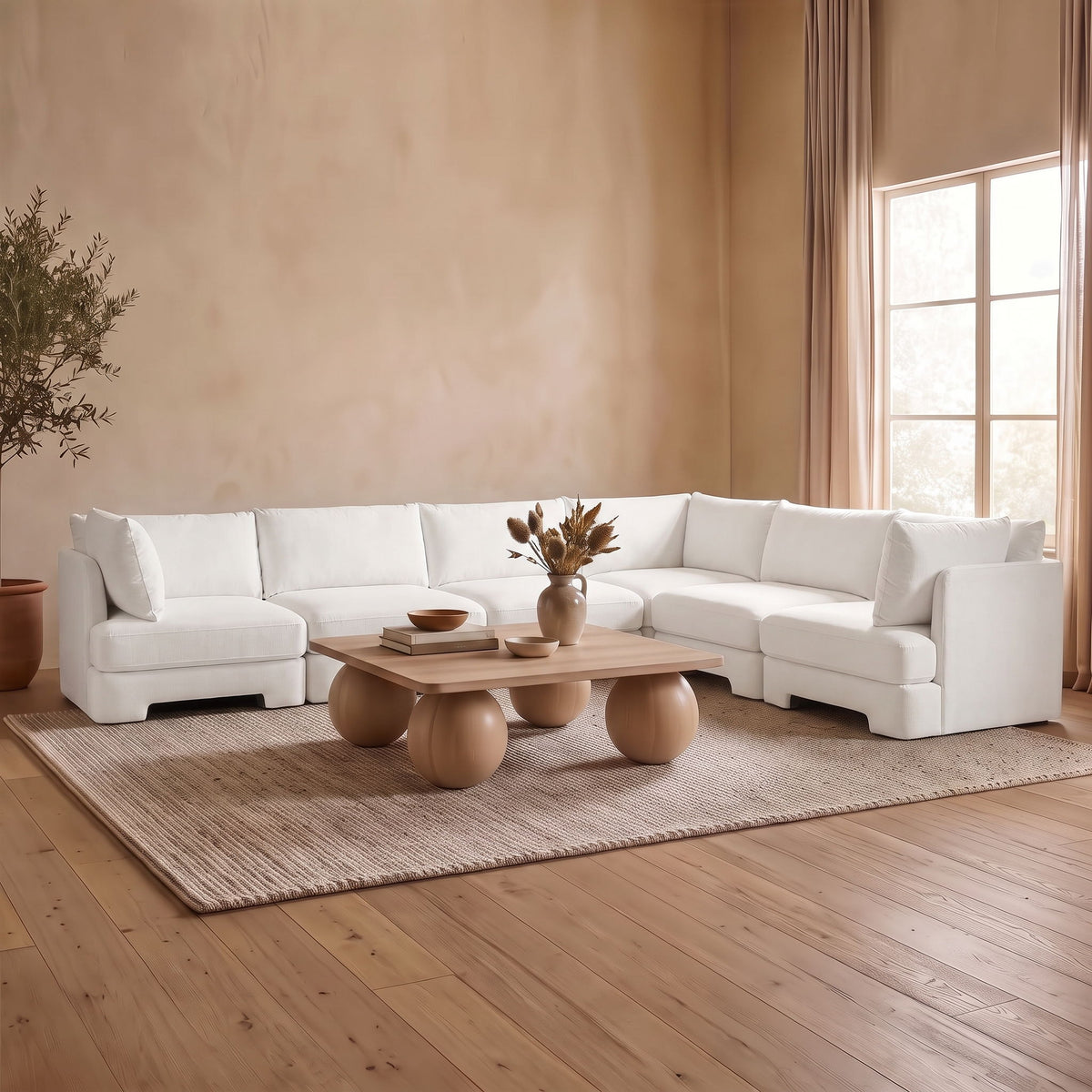 Hammond - Velvet Performance Fabric Upholstered 6 Piece Corner Sectional