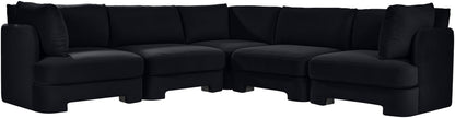Hammond - Velvet Performance Fabric Upholstered 5 Piece Corner Sectional