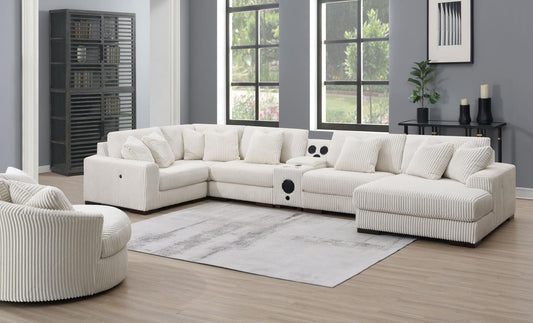 U244 - 6 Piece Living Room Set (2 Armless Chairs, 1 Console, 1 Right Chaise, 1 LAF, 1 Wedge) - White