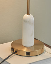 Load image into Gallery viewer, Rowleigh - Marble Desk Lamp - Gold Finish / White
