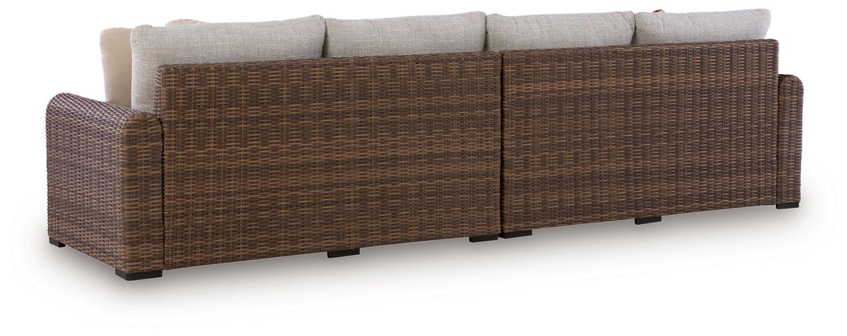 Dolan Creek - RAF/LAF Loveseat With Cushion (Set of 2) - Beige / Brown