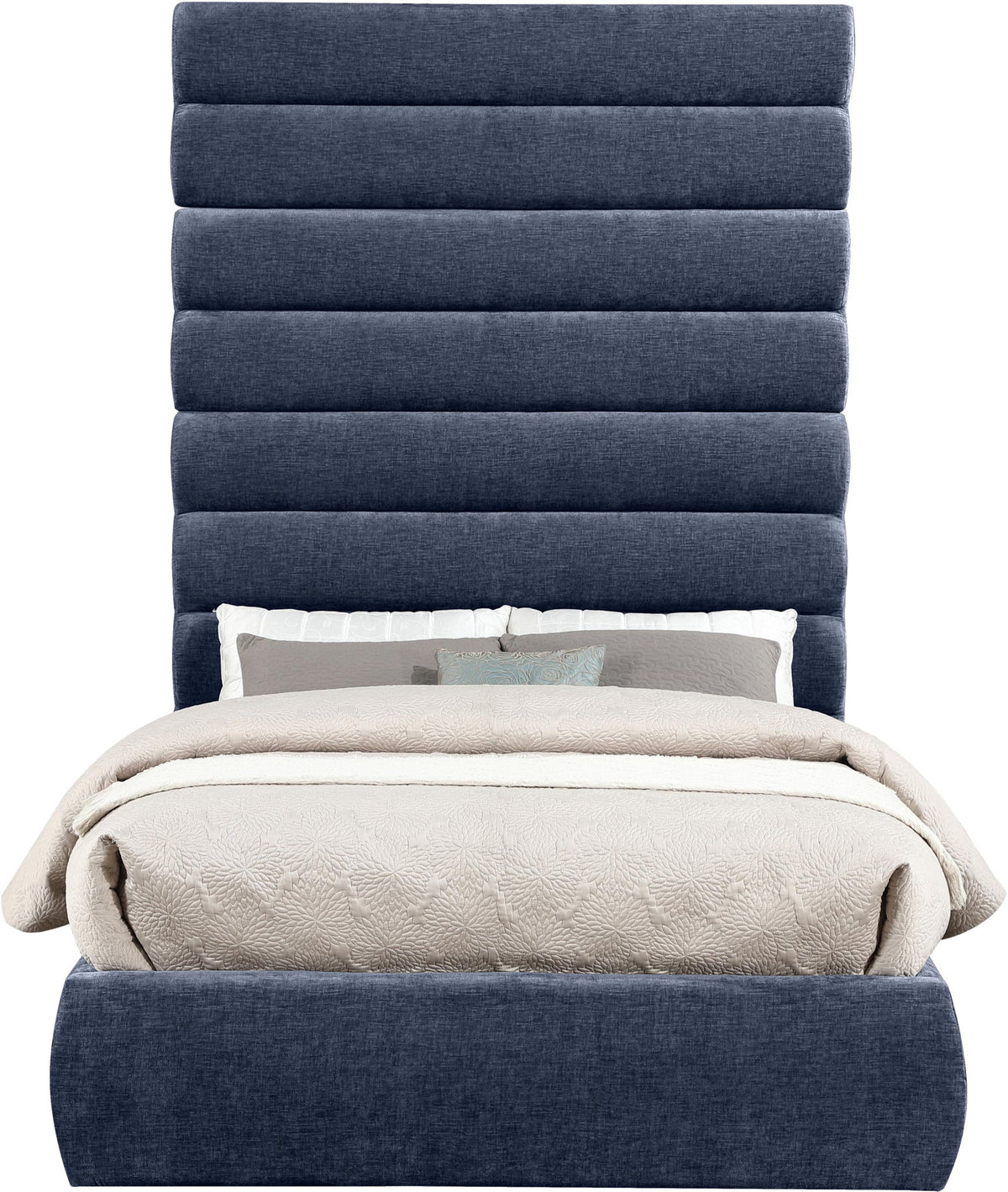 Adam - Chenille Fabric Bed With 89" Headboard