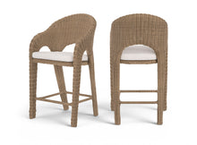 Load image into Gallery viewer, Seacrest - Olefin Water Resistant Fabric And Wicker Outdoor Patio Bar Stool
