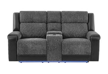 Load image into Gallery viewer, U5915 - Console Reclining Loveseat With Immersive Sound And Blue-Color LED - Black / Gray
