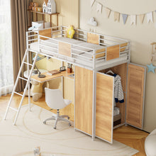 Load image into Gallery viewer, Loft Bed With L Shape Desk And Wardrobe

