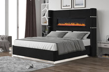 Load image into Gallery viewer, Galaxy Home Lizelle King Bed in with Ambient Lighting in Black
