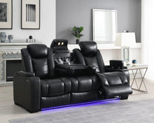 Load image into Gallery viewer, U92 - LED Power Reclining With Power Headrest, And Drop Down Table Sofa - Black
