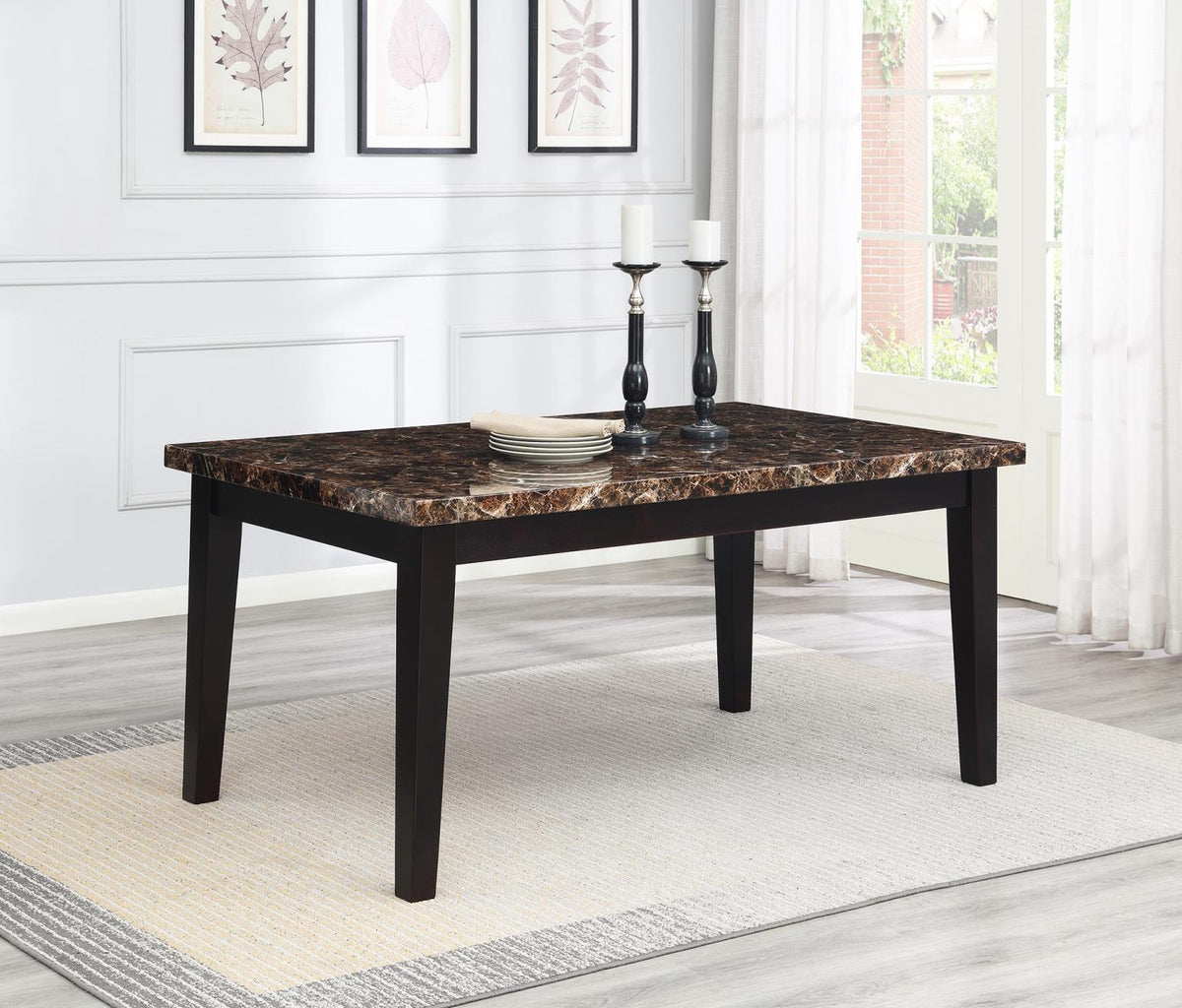 D150 - Faux Marble Dining Table - Brown