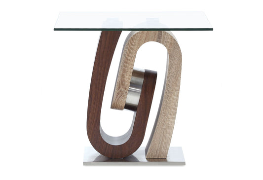 T4126 - End Table - Dark Brown / Oak / Silver