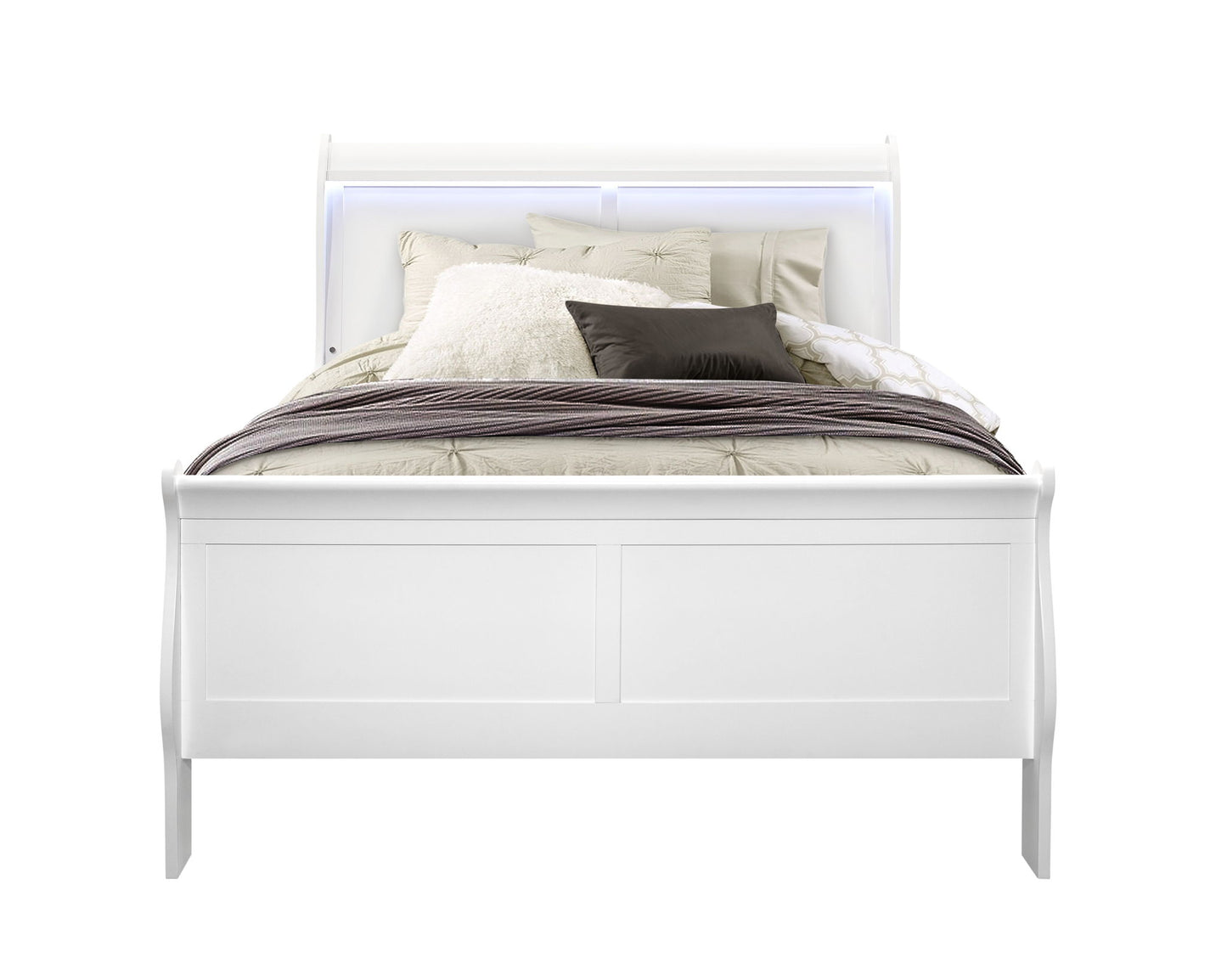 Charlie - Full Bed With LED Side Rails - White