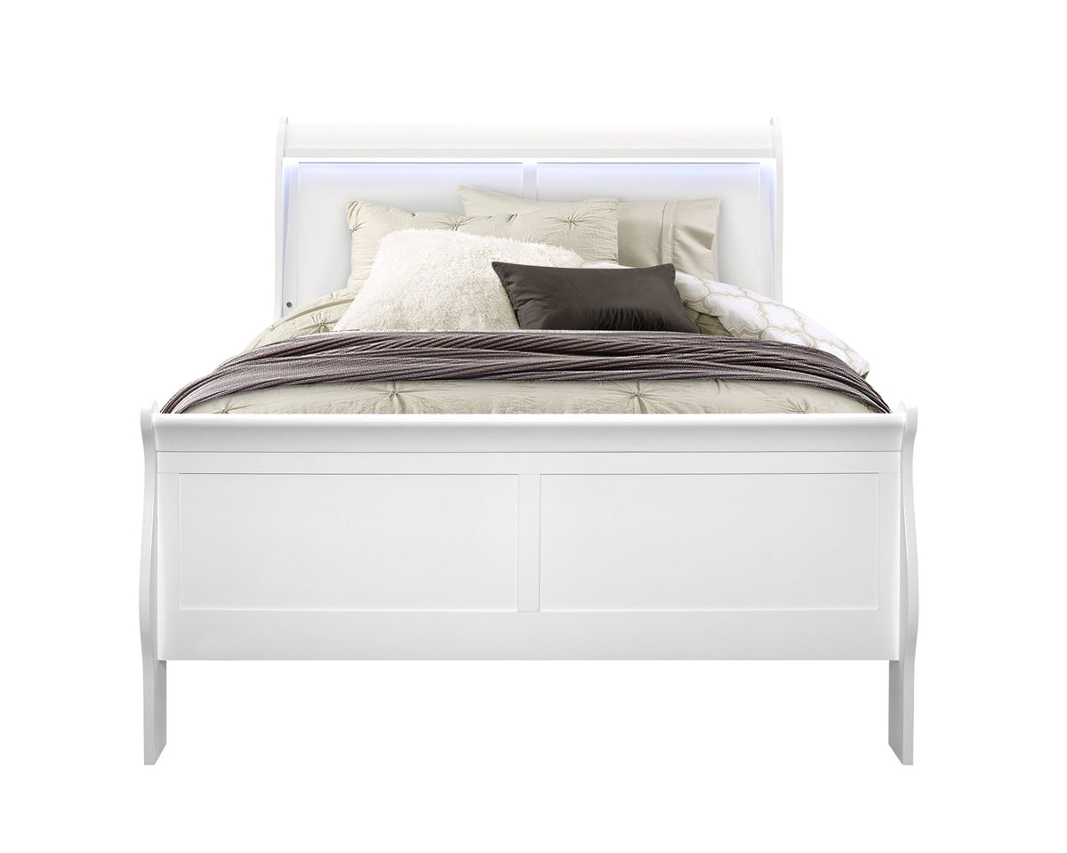 Charlie - Twin Bed With LED Side Rails - White