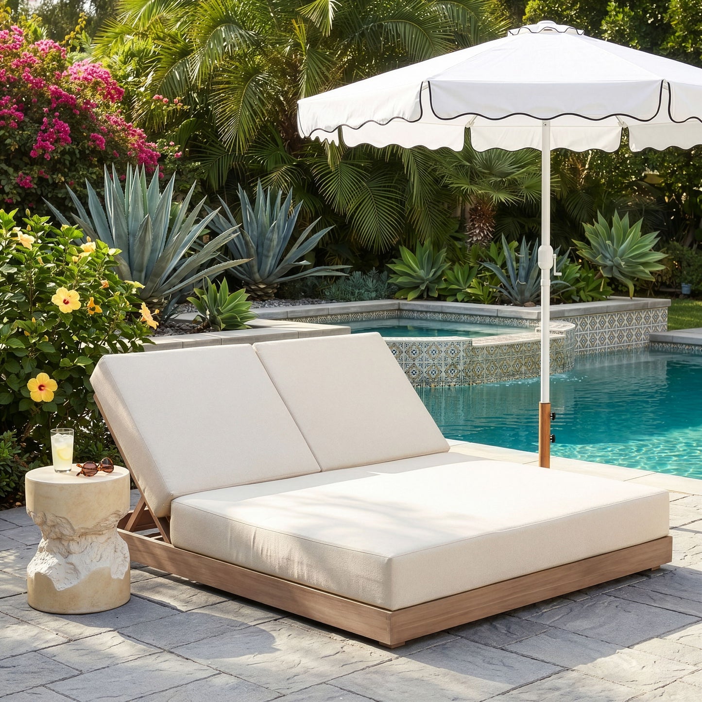 Solace - Olefin Performance Fabric Outdoor Patio Double Lounge Chair