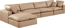Load image into Gallery viewer, Comfy - 5 Piece Faux Leather Modular Sectional With Chaise - Tan
