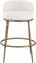 Load image into Gallery viewer, Ferro - Performance Fabric Upholstered Bar Stool - Cream / Antique Brass
