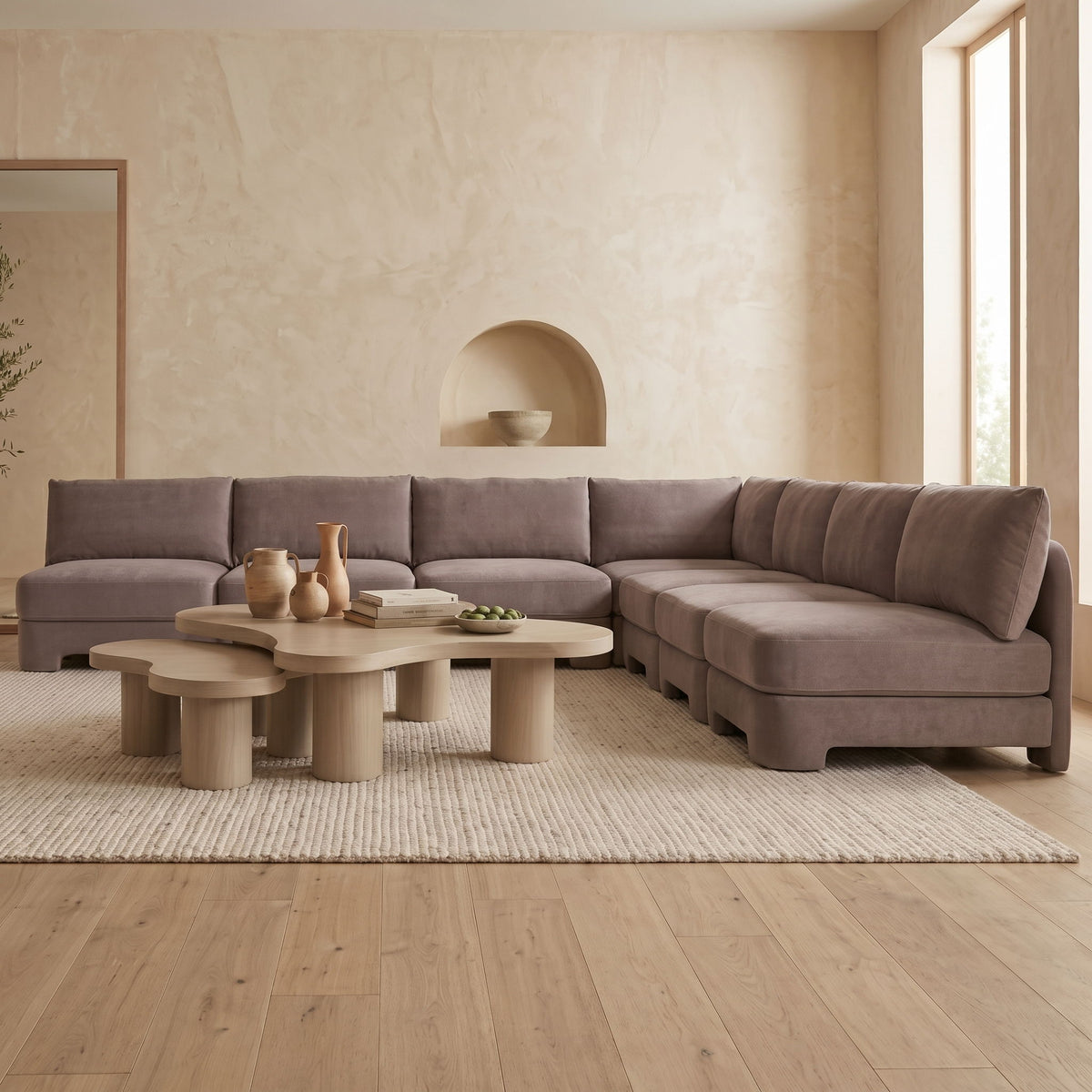 Hammond - Velvet Performance Fabric Upholstered 7 Piece Armless Sectional
