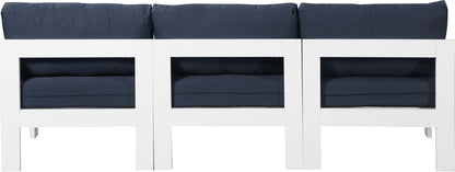Nizuc - Outdoor Patio 3 Seat Armless Modular Sofa With White Frame
