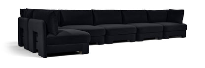 Hammond - Velvet Performance Fabric Upholstered 6 Piece L-Shaped Armless Sectional