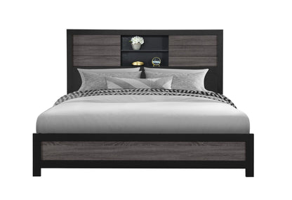 Lisbon - King Bookcase Bed Siderail And Slats - Gray / Black