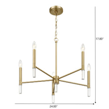 Load image into Gallery viewer, Courtyard - 5 Light Candle Chandelier - Clear / Gold
