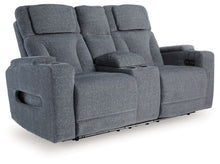 Load image into Gallery viewer, Studio Cave - Power Reclining Loveseat with Console - Steel
