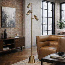 Load image into Gallery viewer, Lumina - Floor Lamp With Rotary Switch Triple Spots Cone Base - Gold
