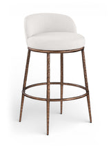 Load image into Gallery viewer, Ferro - Performance Fabric Upholstered Bar Stool - Cream / Antique Bronze
