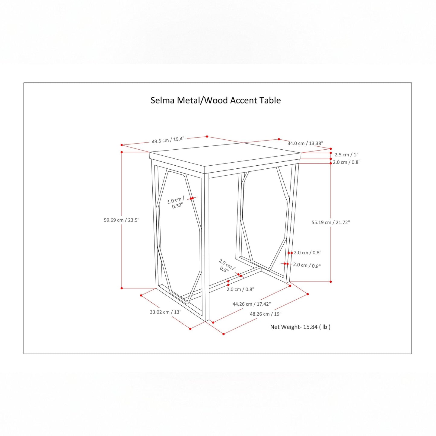 Selma - Metal And Wood Accent Table - Cognac