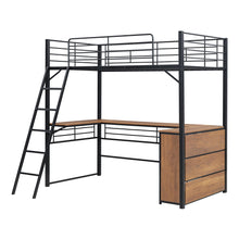Load image into Gallery viewer, Loft Bed &amp; 3 Layers Of Shelves And L-Shaped Desk
