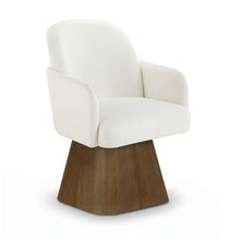 Load image into Gallery viewer, Marlowe - Linen Textured Fabric Upholstered Swivel Dining Arm Chair - Stained Brown
