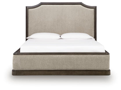 Wickenger - King Upholstered Panel Bed - Dark Brown