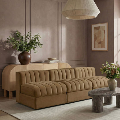 Rummi - Velvet Performance Fabric Upholstered 3 Piece Modular Armless Sofa