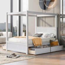 Load image into Gallery viewer, Canopy Platform Bed With Drawers, Support Slats, No Box Spring Needed
