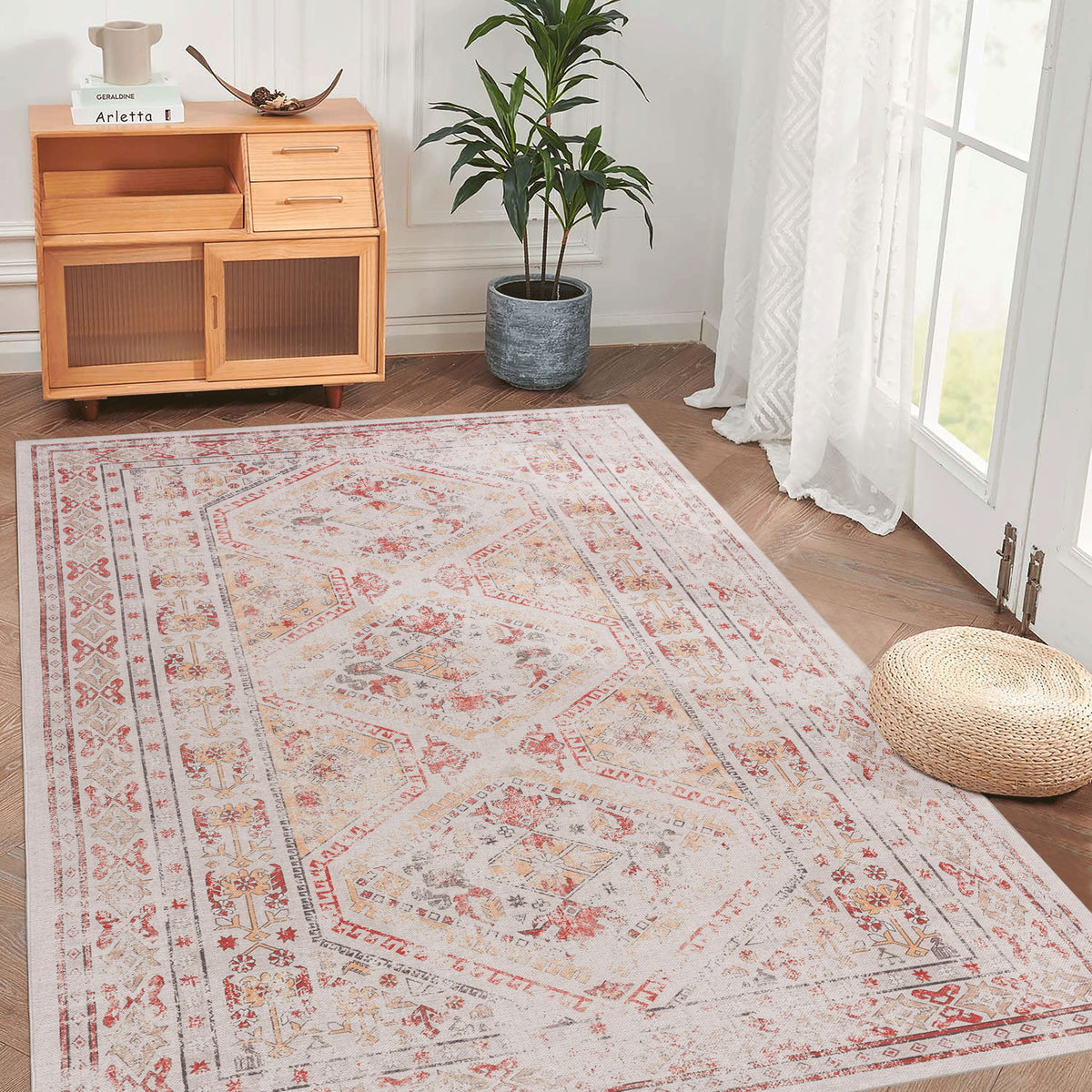 Maval - 6' X 9' Washable Area Rug - Beige - Ego Home Furniture