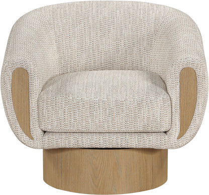 Avella - Interwoven Fabric Swivel Accent Chair - Light Brown Base