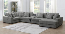Load image into Gallery viewer, U243 - 6 Piece Sectional (2 Armless Chairs, 1 Console, 1 Right Chaise, 1 LAF Seat, 1 Wedge) - Gray
