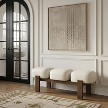 Load image into Gallery viewer, Woodcrest - Vegan Leather Upholstered Bench - Painted Brown Walnut Base
