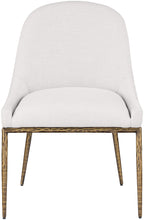 Load image into Gallery viewer, Ferro - Linen Textured Performance Fabric Upholstered Dining Side Chair - Cream / Brushed Gold
