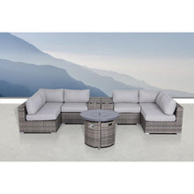 Load image into Gallery viewer, Wicker Outdoor Lounge Set With Cushions And Fire Pit
