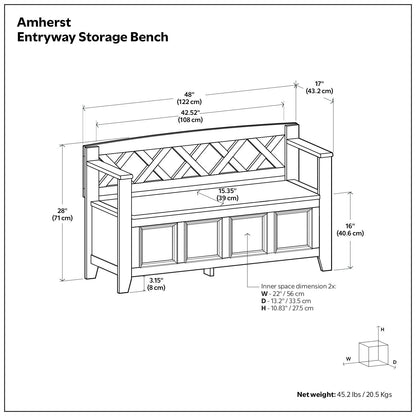 Amherst - Handcrafted Entryway Storage Bench