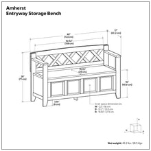 Load image into Gallery viewer, Amherst - Handcrafted Entryway Storage Bench
