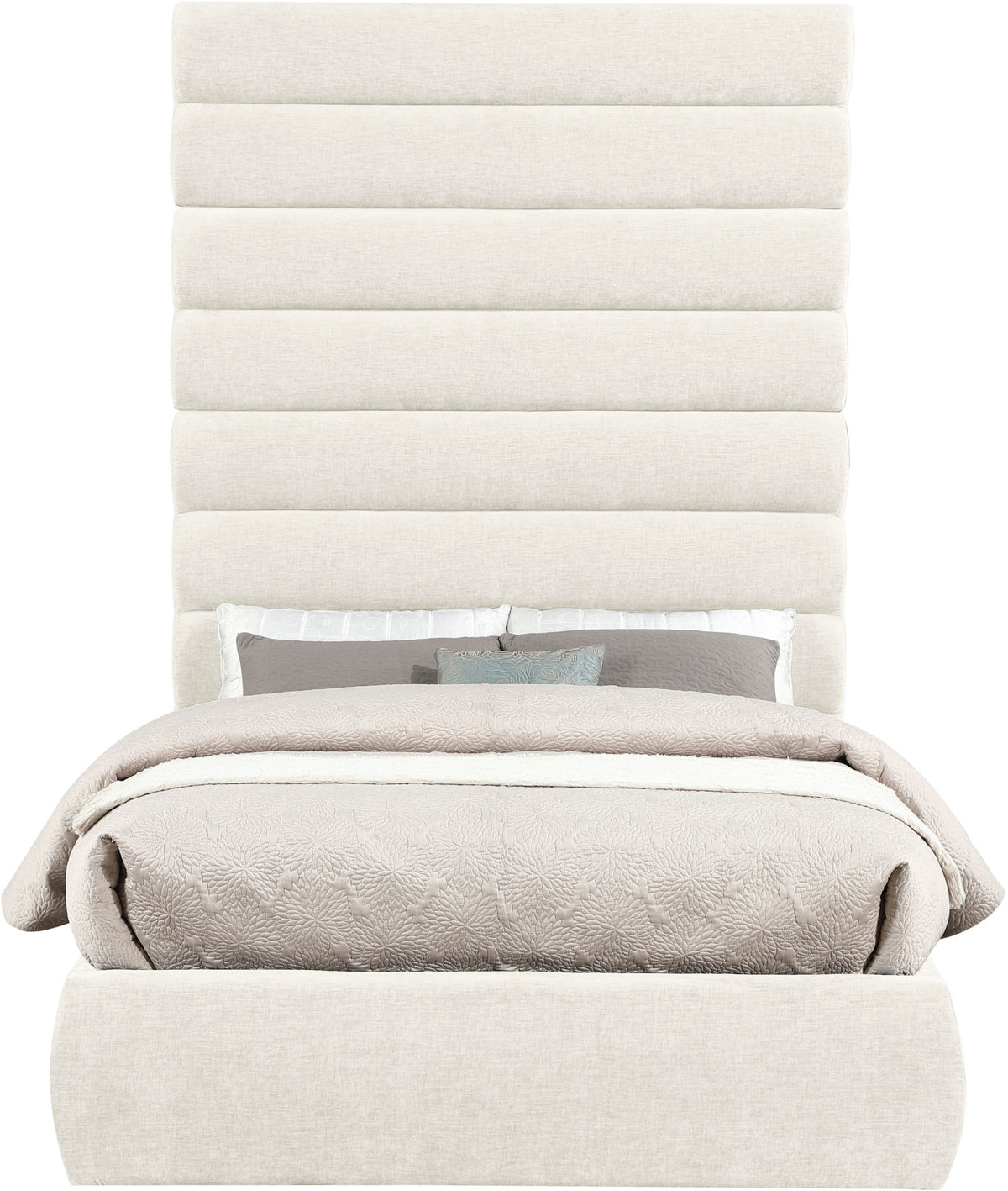 Adam - Chenille Fabric Bed With 89" Headboard