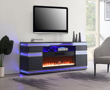 Load image into Gallery viewer, W035-TV - Fire Place TV Stand With Bluetooth Speaker, Multi Colors, RGB LED Light - Gray
