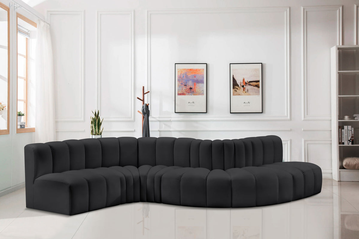 Arc - Faux Leather 6 Piece Curved Modular Sofa